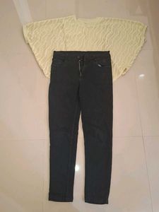Chic Lace Top & Dark Wash Jeans Set