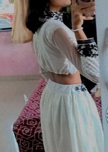 White &amp; Black Embroidered Lehenga Choli