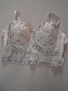 M Sparkling White Lace Bra