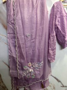 lavender sari with Katdana work