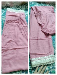 Pink Kurta set with Mirror Work