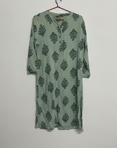 Light Green Printed Cotton Kurta
