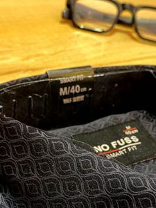 premium NO FUSS Smart Fit Men's Navy Geometric Shi