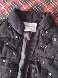Black Padded Gilet with Skull Print