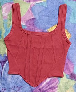 Stylish ribbed Corset Crop Top