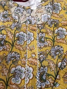 Yellow Floral Print Kurta