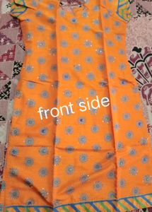 Orange Kurta Set with Blue Dupatta