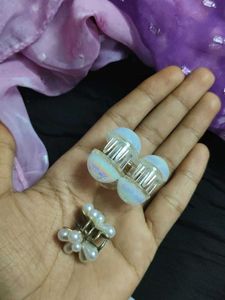 ✨ 8pc's Cute Pearl &amp; Iridescent Hair Clips 🦪✨