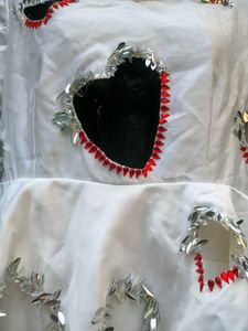 Unique White Cut out hearts Embellished Dress