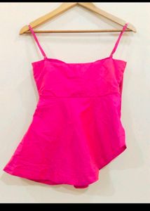 Hot Pink Ruffled Peplum Top