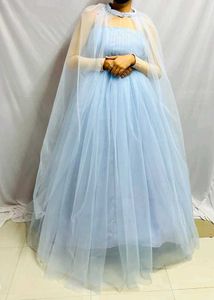 Elegant Blue Tulle Gown