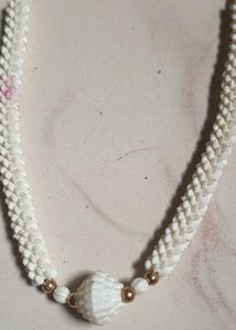 Unique White Shell &amp; Gold Bead Necklace