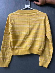 Striped Pointelle Cropped Sweater