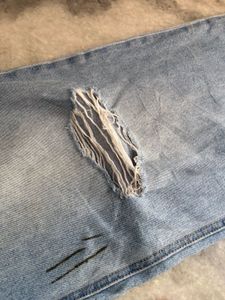 Light Wash Ripped Wide Leg Jeans