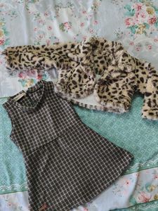 Girls Dress and Leopard Print Jacket Set