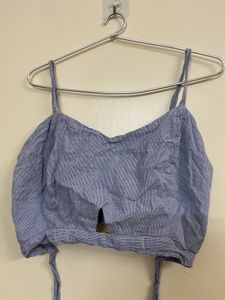 Blue Striped Crop Top
