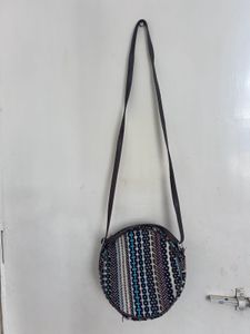Striped Round Crossbody Bag