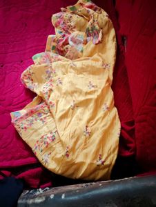 Vintage Yellow Floral Print duptta