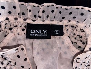 ONLY Pastel Peach Polka Dot Ruffle Neck Tops - Siz