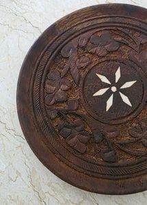 Hand Carved Wooden Decorative Plate