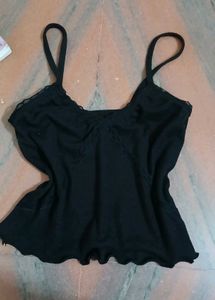 Black Lace Trim Camisole Top