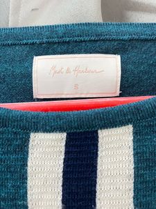Teal Striped Knit Sweatshirt