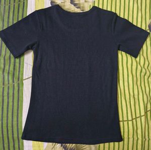 Black Ribbed T-Shirt