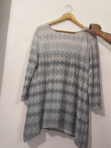 Grey Printed Tunic with Sequins