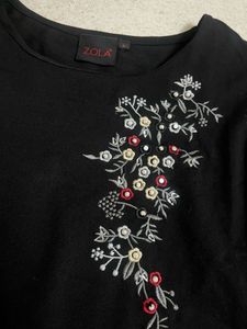 Black Embroidered unique sleeve top