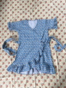 Blue Floral Wrap Dress