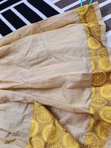 Girls' Yellow &amp; Beige Ethnic Dress