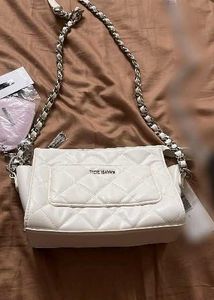 White Quilted Chain Shoulder Bag Steve Madden
