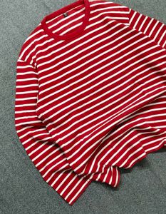 Uniqlo Red Striped Long Sleeve Warm T-Shirt