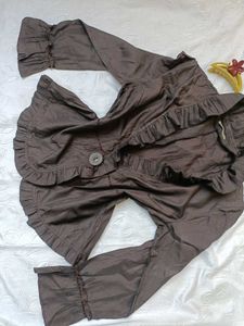 Vintage Ruffled Brown Blouse