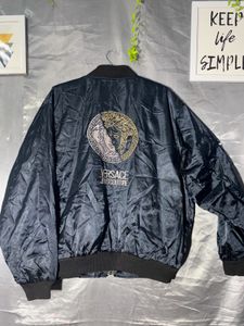 Black Bomber Jacket with Emblem
