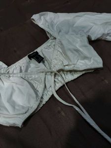 White Eyelet crop top