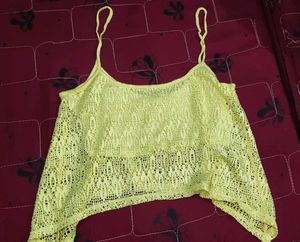 Vibrant Yellow Crochet Cami Top
