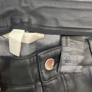H&amp;M Black Faux Leather Straight Fit Pants