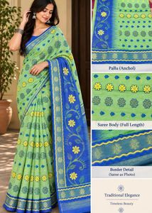 Light Green Floral Saree PURE COTTON❤️