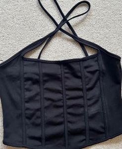Bershka Corset Top with beige skirt