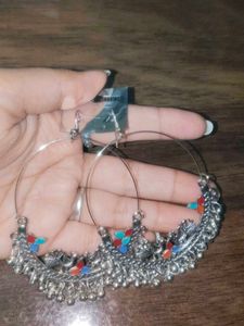 Bohemian Hoop Earrings with Multicolor Accents