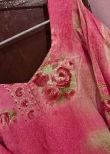 Beautiful Pink Floral Kurta Set