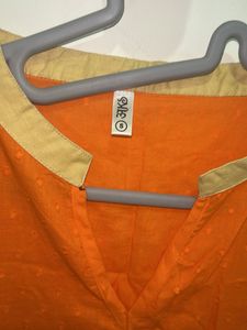 Vibrant Orange Sleeveless Slit Kurta