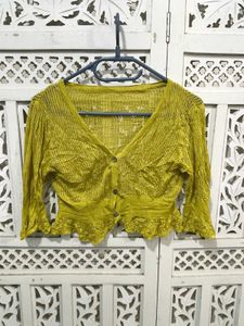 💝Yellow Cropped Cardigan I