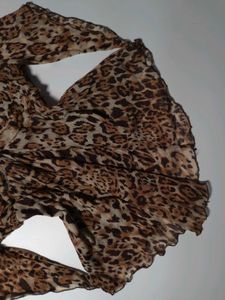 Y2K Leopard Print Flowy Blouse