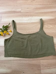 Olive Green Cropped Tank Top