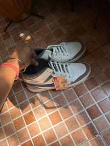 Stylish Cream and Brown Sneakers