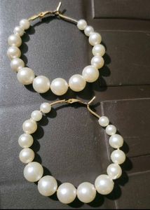 Pearl Hoop Earrings &amp; Bracelet Set