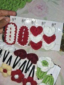Handmade Crochet Hair Clips Set