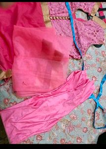 Pink Party wear Suit Set with dupatta in L 40